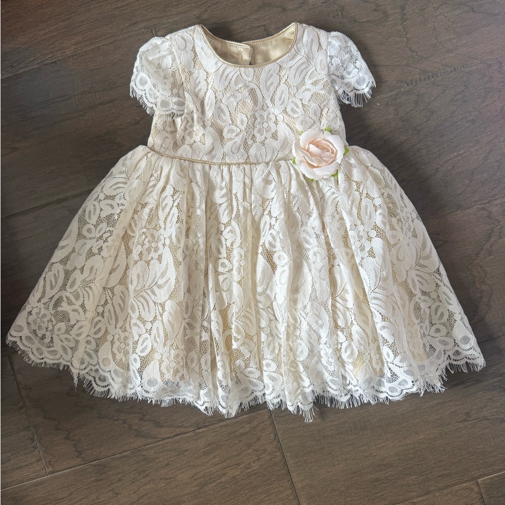 Monsoon London Elegant Cream Lace Kids Formal Dress